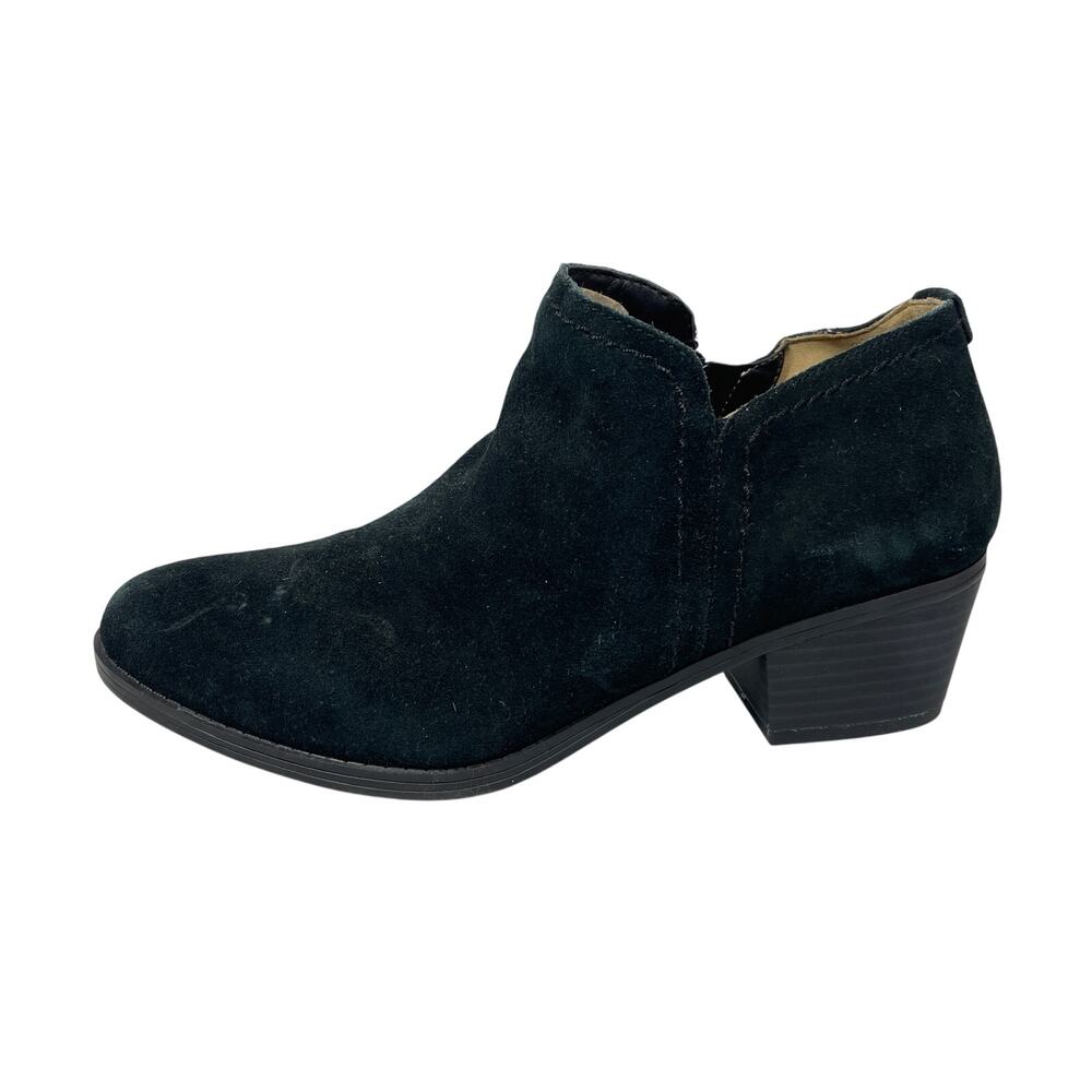 Naturalizer Zarie Women's Black Suede Almond Toe Block Heels Ankle Boots Sz 8.5